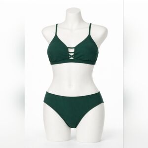 Women's Green Strappy Bikini Set